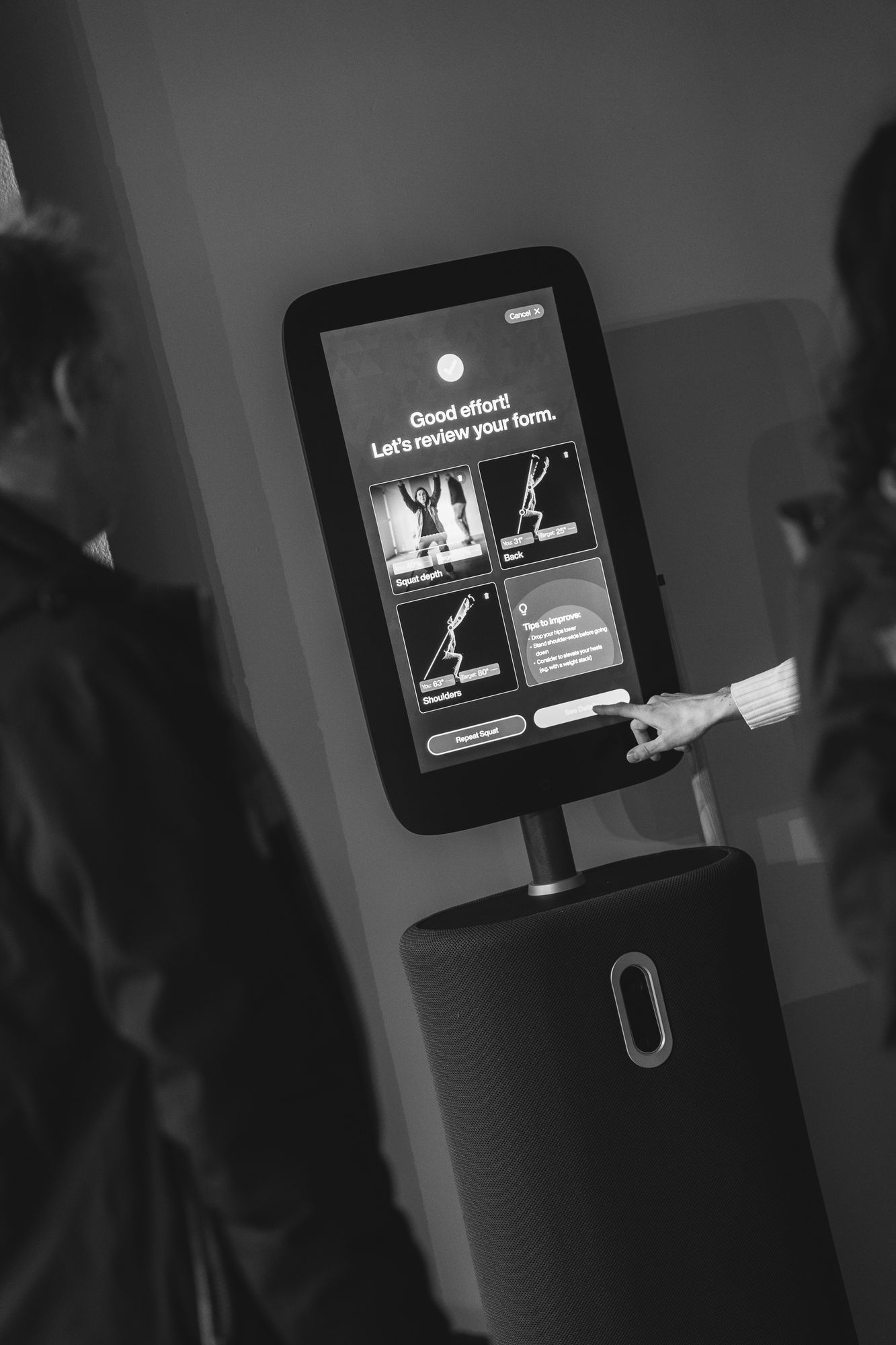 Scherm van de EGYM Fitness Hub met feedback na een meting